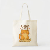 かわいい猫好きデザイン - 編集可能なテキストエリア トートバッグ (正面)