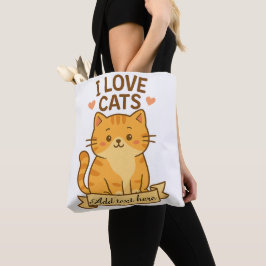 かわいい猫好きデザイン - 編集可能なテキストエリア トートバッグ