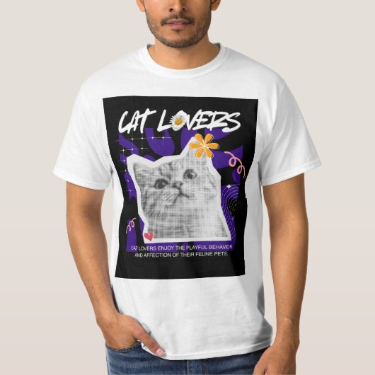 かわいい猫好きデザインTシャツ Tシャツ (正面)