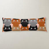 かわいい猫好きネコのペット灰色ピンクブラックパターン ボディピロー (裏面)