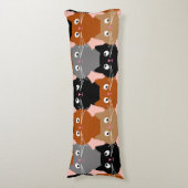 かわいい猫好きネコのペット灰色ピンクブラックパターン ボディピロー (正面縦)