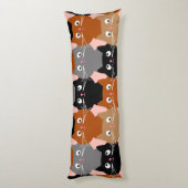 かわいい猫好きネコのペット灰色ピンクブラックパターン ボディピロー (裏面 (縦))