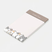 かわいい猫好きピンクとブラウンパーソナライズされたキッズ ポストイット (アングル)