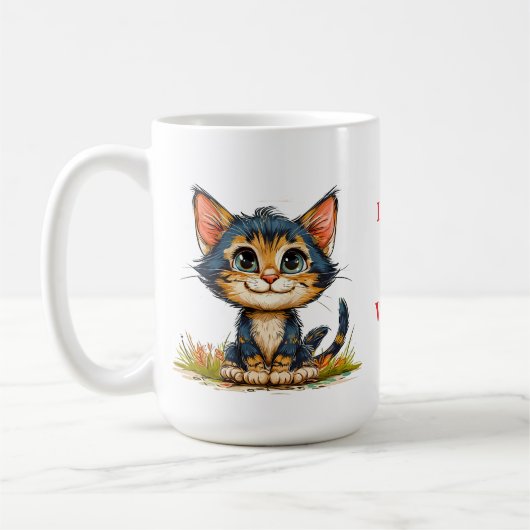 🐱 かわいい猫好きホームスタイルコーヒー 💚 コーヒーマグカップ (左)