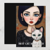 かわいい猫好きママ 招待状 (正面/裏面)