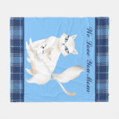 かわいい猫好き動物 フリースブランケット (正面(横))