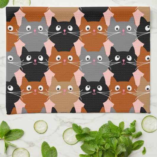 かわいい猫好き猫たち キッチンタオル (折り畳み)
