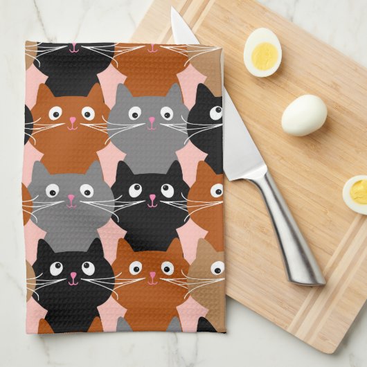 かわいい猫好き猫たち キッチンタオル (四つ折り)
