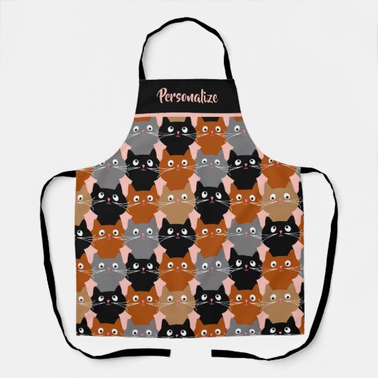かわいい猫好き猫の子猫パタパーソナライズされたーン エプロン (正面)