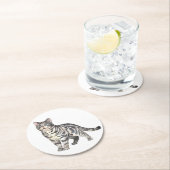 かわいい猫好き虎猫キッテングレータイガー子猫 ラウンドペーパーコースター (インサイチュ)