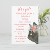 かわいい猫子猫キッテンピンクフローラベビーガールボホ 招待状 (スタンド正面)