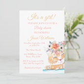 かわいい猫子猫キッテンピンクフローラベビーガールボホ 招待状 (スタンド正面)