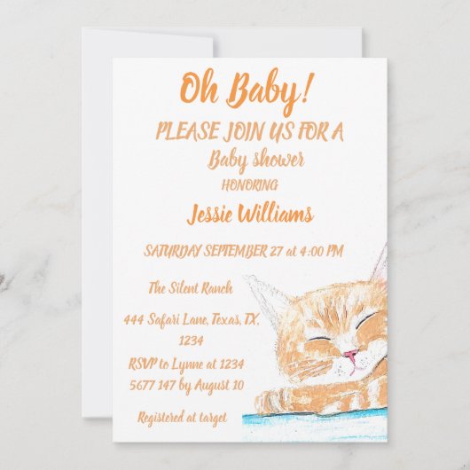 かわいい猫子猫キッテン動物男の赤ちゃんガール 招待状 (正面)