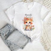 かわいい猫子猫キッテン猫と花猫好き Tシャツ