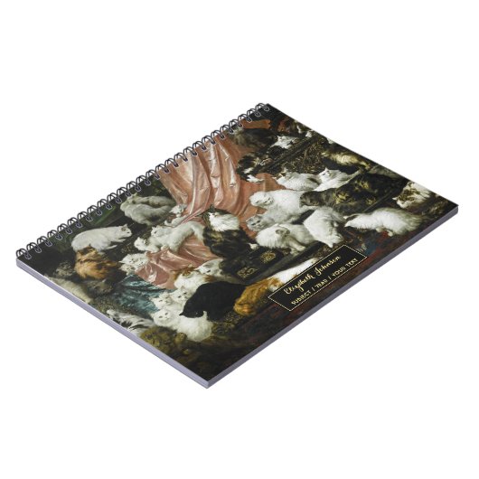 かわいい猫子猫ビンテージアートゴールドモノグラムスケッチ ノートブック (左側)