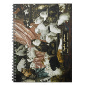 かわいい猫子猫ビンテージアートゴールドモノグラムスケッチ ノートブック (正面)