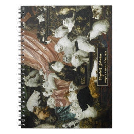 かわいい猫子猫ビンテージアートゴールドモノグラムスケッチ ノートブック