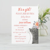 かわいい猫子猫子猫ピンクガール赤ちゃんシャワー招待券 招待状 (スタンド正面)