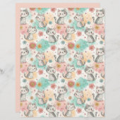 かわいい猫子猫柄スクラップブック紙 (正面/裏面)