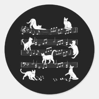 かわいい猫子猫遊の音符クレフ、 音符記号ミュージシャン ラウンドシール