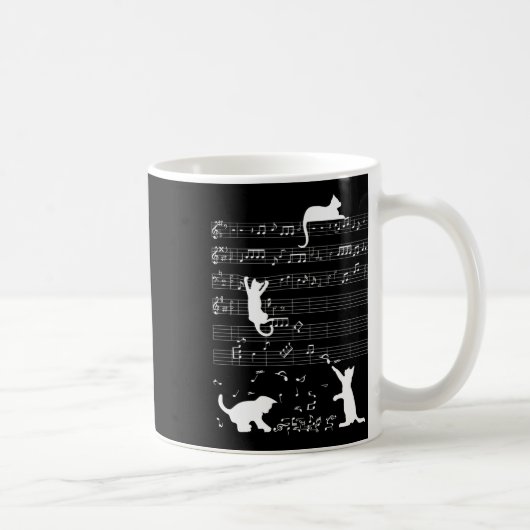 かわいい猫子猫遊の音符クレフ、 音符記号ミュージシャンAr コーヒーマグカップ (右)
