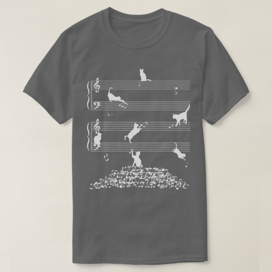 かわいい猫子猫遊の音符クレフ、 音符記号ミュージシャンAr Tシャツ (デザイン正面)