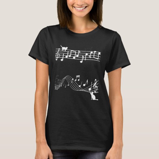 かわいい猫子猫遊の音符クレフ、 音符記号ミュージシャンAr Tシャツ (正面)