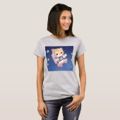 かわいい猫宇宙アニメスタイル Tシャツ (正面フル)