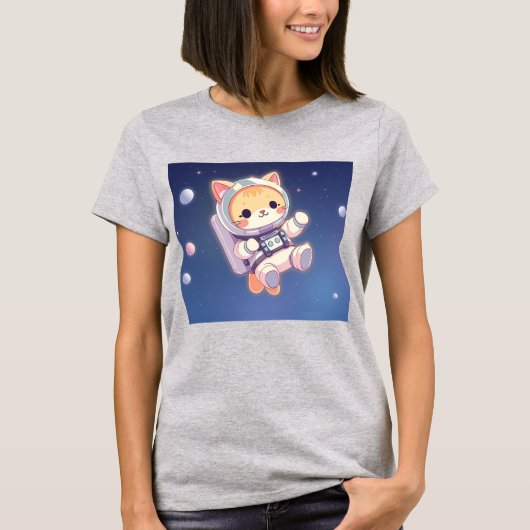 かわいい猫宇宙アニメスタイル Tシャツ (正面)