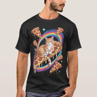 かわいい猫宇宙惑星エイリアンピザスペースキャット Tシャツ