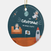 かわいい猫宇宙猫火星写真おもしろいクリスマス セラミックオーナメント (左)