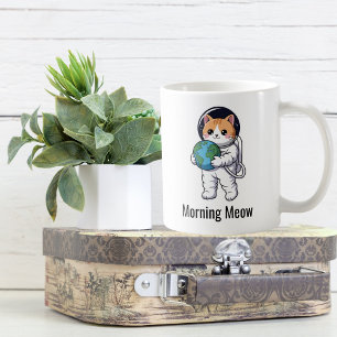 かわいい猫宇宙飛行士ねこママ愛人カスタム コーヒーマグカップ