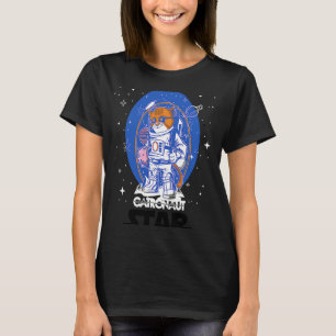 かわいい猫宇宙飛行士ステッカー Tシャツ