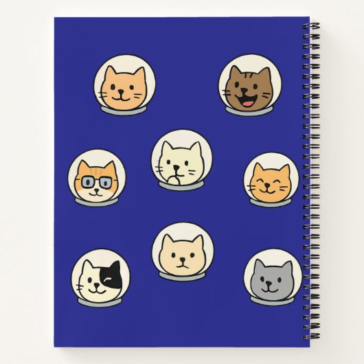 かわいい猫宇宙飛行士パーソナライズされた学校のノート ノートブック (裏面)