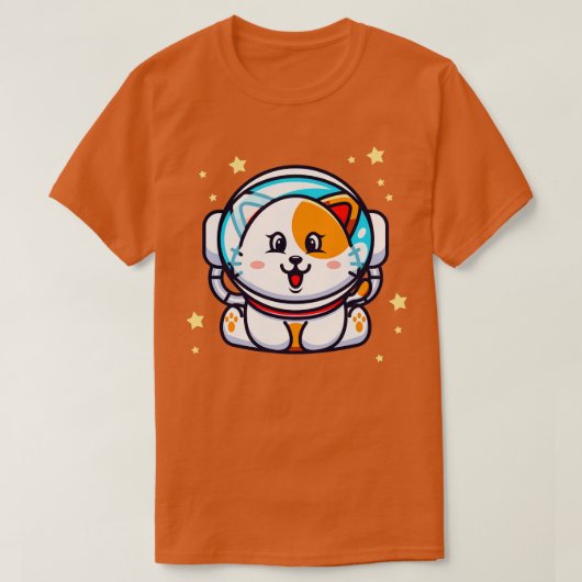 かわいい猫宇宙飛行士宇宙かわいいチビ（小さくかわいく書いた感じ）キッテンペット Tシャツ (デザイン正面)