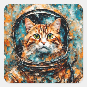 かわいい猫宇宙飛行士 スクエアシール