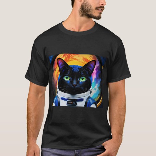 かわいい猫宇宙飛行士 Tシャツ (正面)