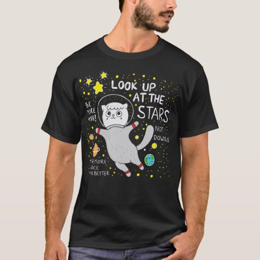 かわいい猫宇宙飛行士 Tシャツ (正面)