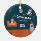 かわいい猫宇宙、猫と火星、おもしろいクリスマス セラミックオーナメント (裏面)