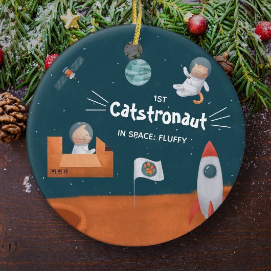 かわいい猫宇宙、猫と火星、おもしろいクリスマス セラミックオーナメント
