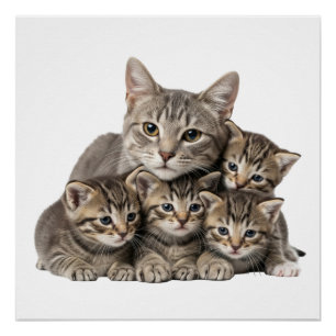 「かわいい猫家族かわいい」 ポスター