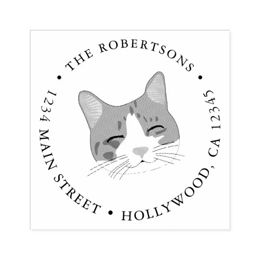 かわいい猫差出人住所スタンプ ラバースタンプ (インプリント)