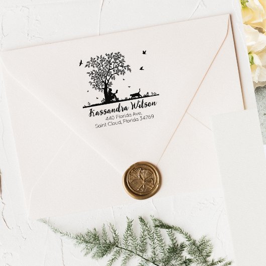 かわいい猫差出人住所 ラバースタンプ