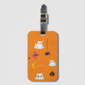 かわいい猫幽霊シートハロウィーンカボチャパーティーギフト ラゲッジタグ (正面縦)