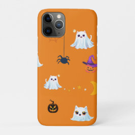 かわいい猫幽霊シートハロウィーンカボチャパーティーギフト iPhone 11 PROケース