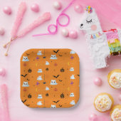 かわいい猫幽霊シートハロウィーンカボチャパーティー ペーパープレート (パーティー)