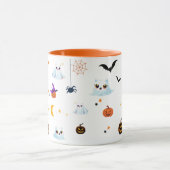 かわいい猫幽霊シートハロウィーンカボチャパーティー マグカップ (中央)