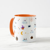 かわいい猫幽霊シートハロウィーンカボチャパーティー マグカップ (正面左)