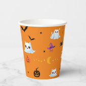 かわいい猫幽霊シートハロウィーンカボチャパーティー 紙コップ (正面)