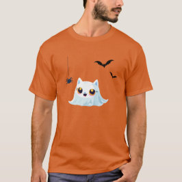 かわいい猫幽霊シートハロウィーンカボチャパーティー Tシャツ